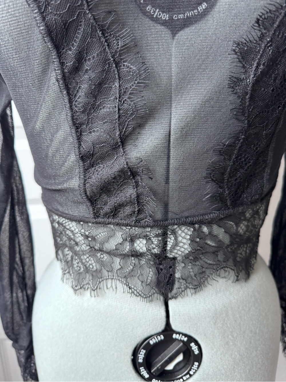 Free People Black Sheer Lace Crop Top - Picture 3 of 6